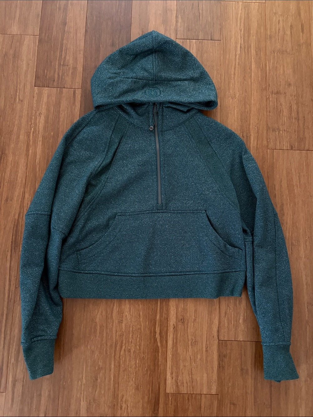 Like new Lululemon Sparkle Scuba Hoodie - size XS/S - teal and silver
